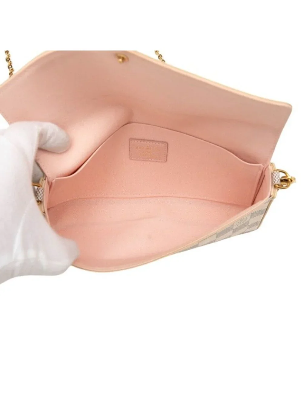 Louis Vuitton Damier Azur Pochette Felicity Chain Wallet Shoulder Bag White - Picture 4 of 7